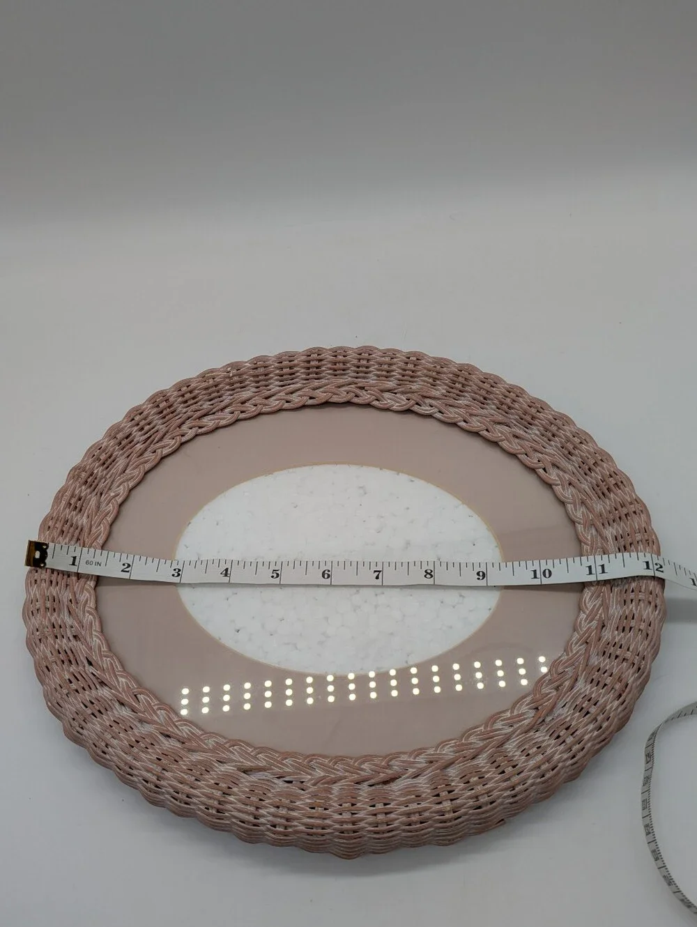 Vintage Pink Wicker Oval Picture Frame